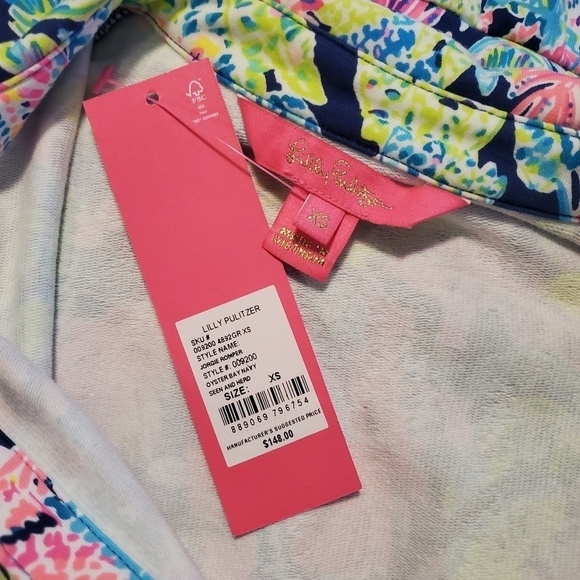 NWT Lilly Pulitzer Jorgie Colorful Romper Size XS Retail $148,Pattern Oyster Bay - Picture 4 of 10
